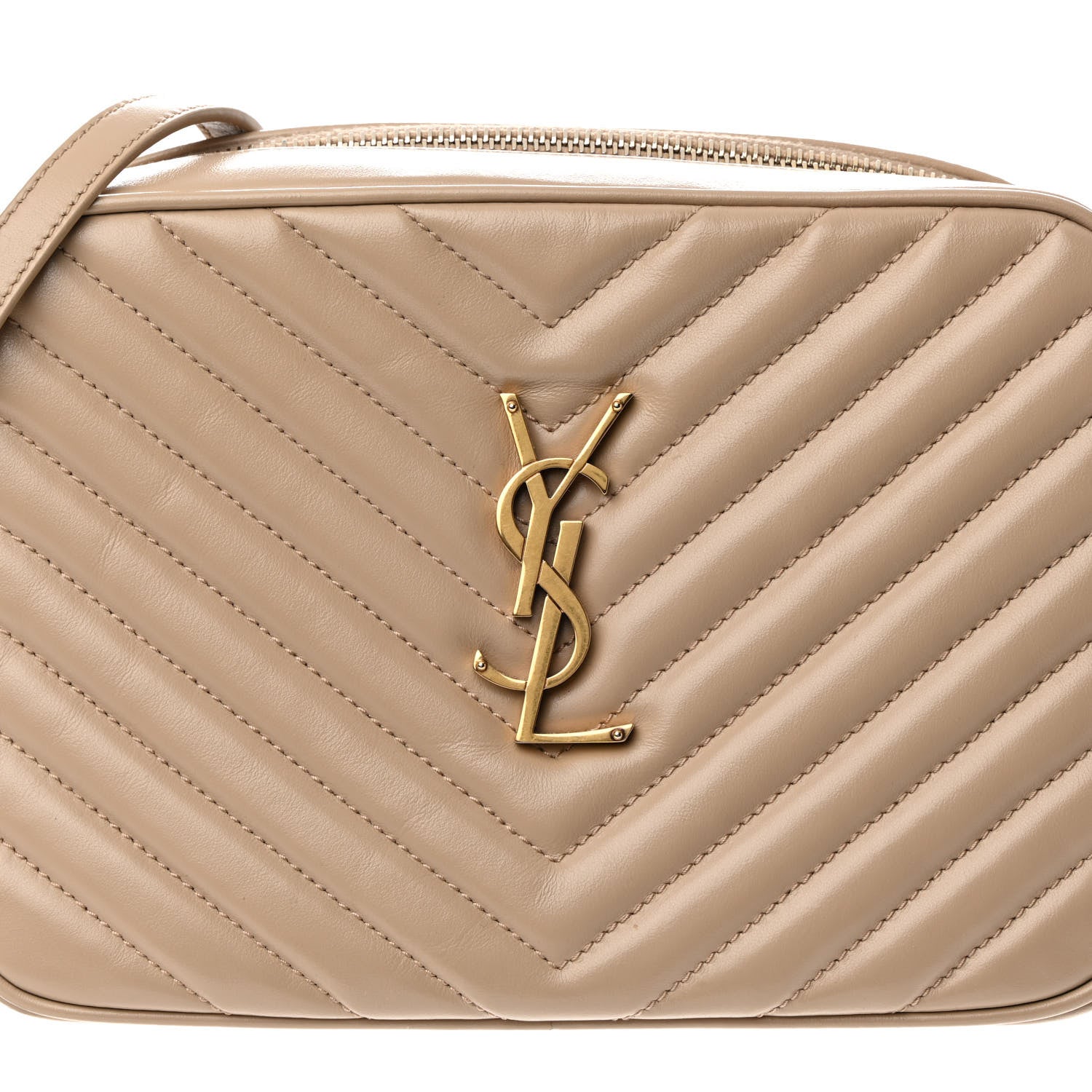 Saint Laurent Calfskin Matelasse Monogram Lou Camera Bag Dark Beige 7 of 14
