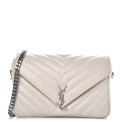 Saint Laurent Calfskin Y Quilted Monogram Loulou Shoulder Bag Porcellana 4 of 15