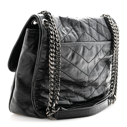 Saint Laurent Crinkled Calfskin Matelasse Monogram Medium Niki Chain Satchel Black 3 of 11