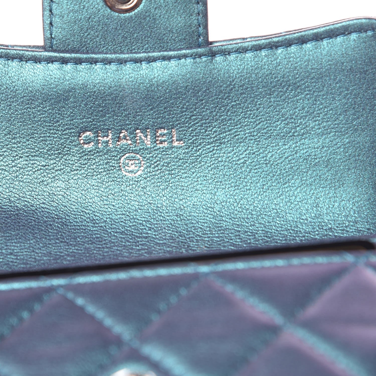Chanel Iridescent Lambskin Quilted Card Holder Blue 6 of 9