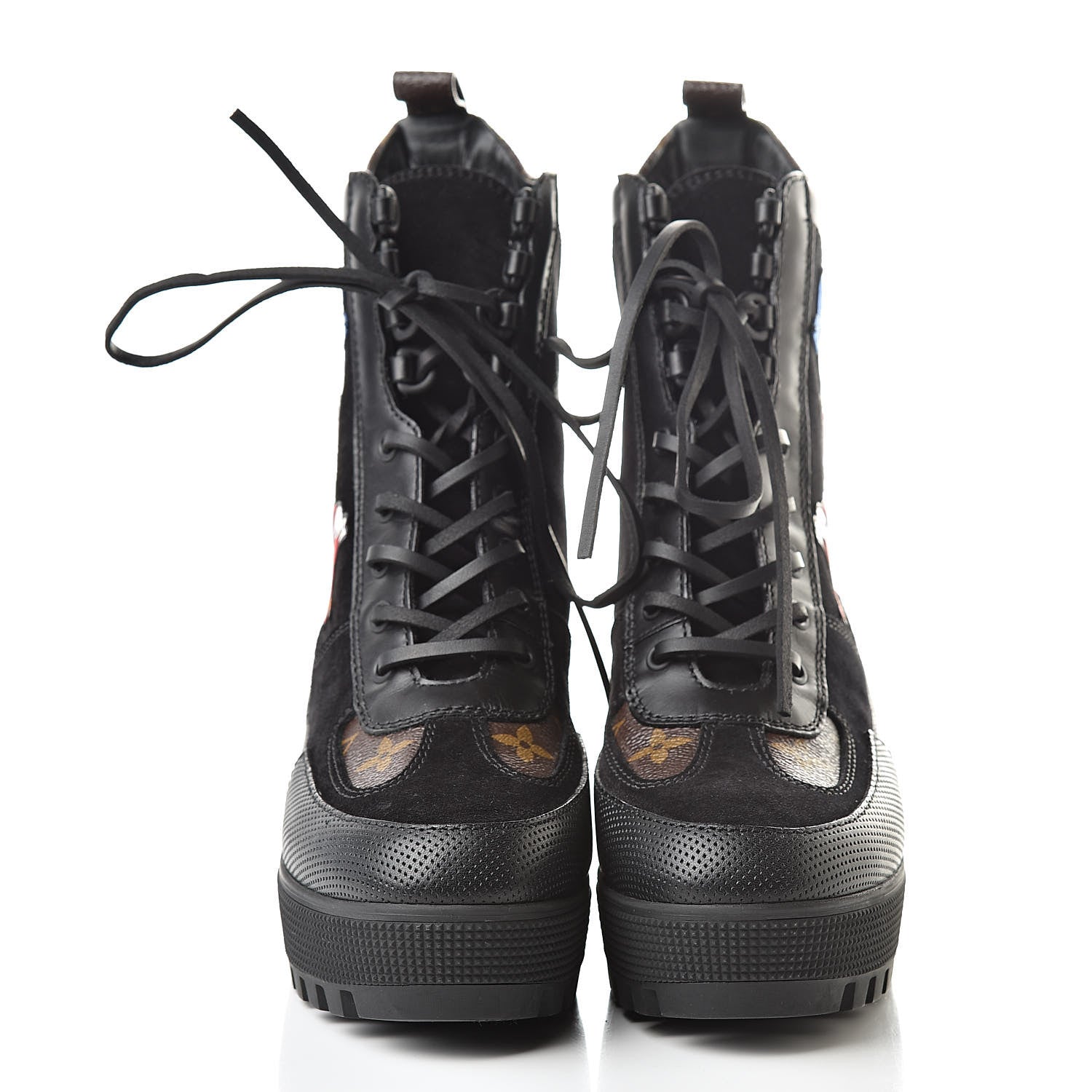 Louis Vuitton Suede Calfskin Monogram LV Black Heart Laureate Platform Desert Boots 37.5 Black 2 of 7