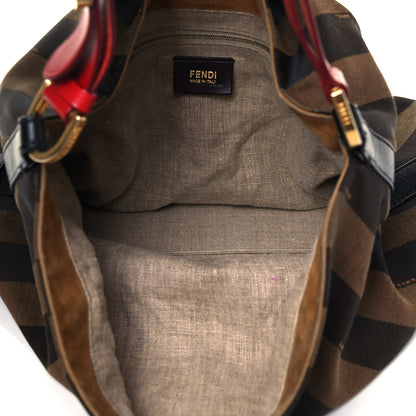 Fendi Pequin Cuoio Vegetale Large Hobo Tobacco Rosso Black 5 of 11