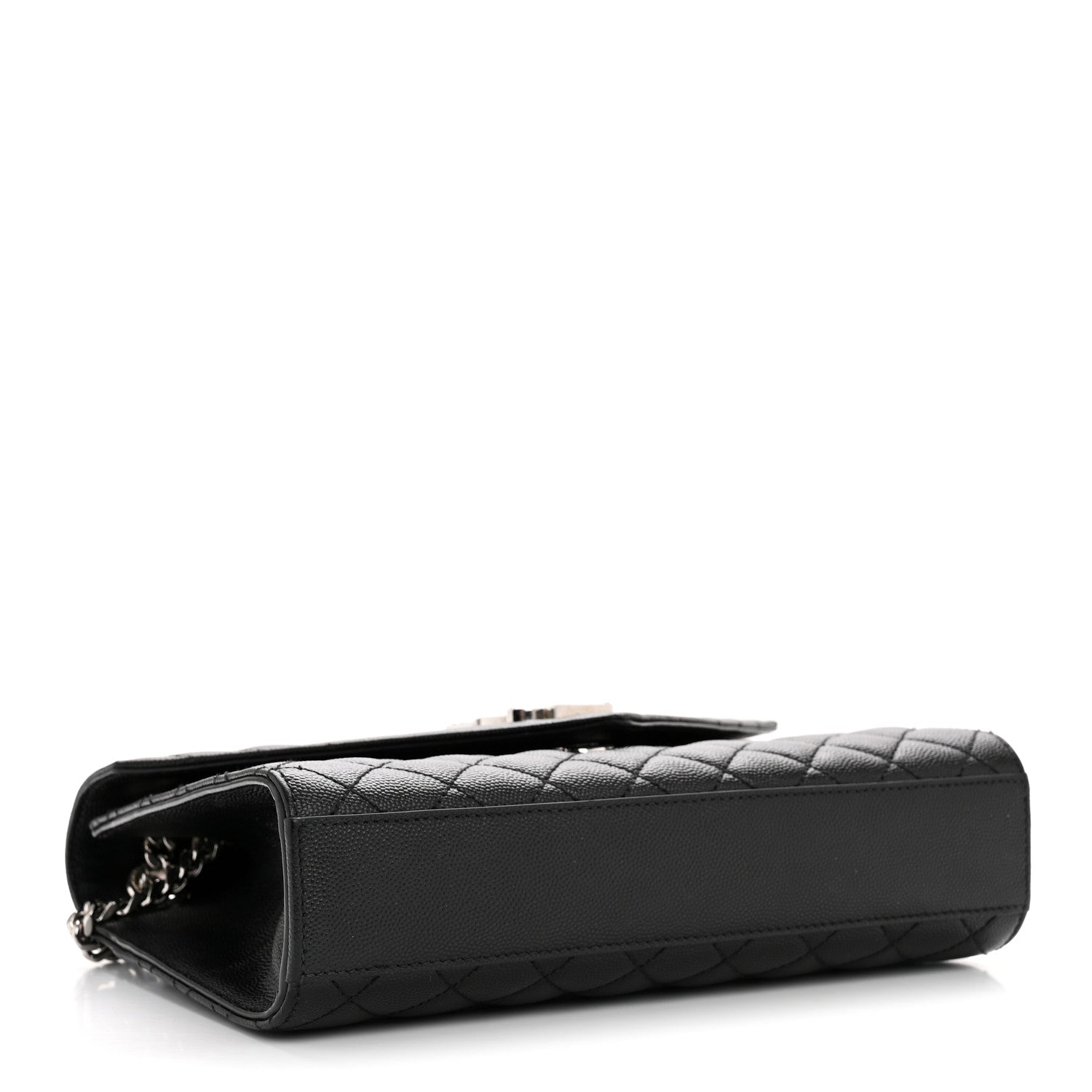Saint Laurent Grain De Poudre Textured Mixed Matelasse Triquilt Medium Monogram Satchel Black 4 of 12