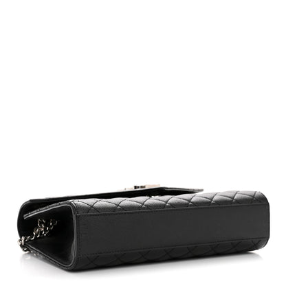 Saint Laurent Grain De Poudre Textured Mixed Matelasse Triquilt Medium Monogram Satchel Black 4 of 12