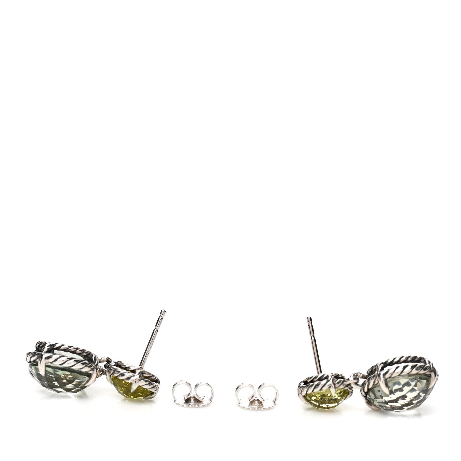 David Yurman Sterling Silver Lemon Citrine Prasiolite Chatelaine Drop Earrings 3 of 5