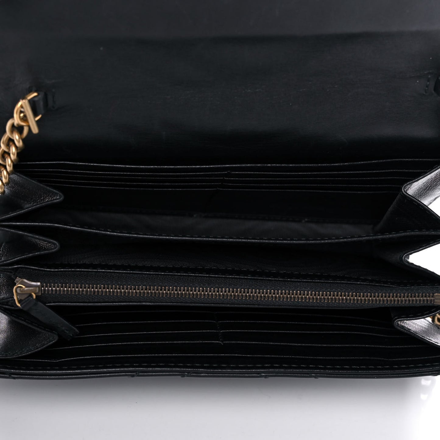 Calfskin Matelasse GG Marmont Chain Wallet Black
