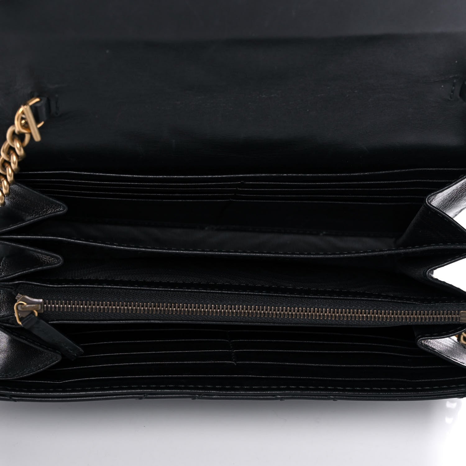 Gucci Calfskin Matelasse GG Marmont Chain Wallet Black 5 of 13
