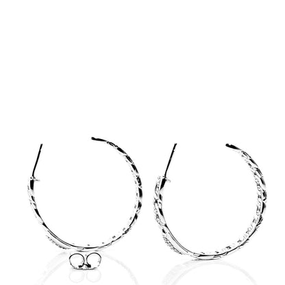 John Hardy Sterling Silver Diamond Chain Hoop Earrings 3 of 4