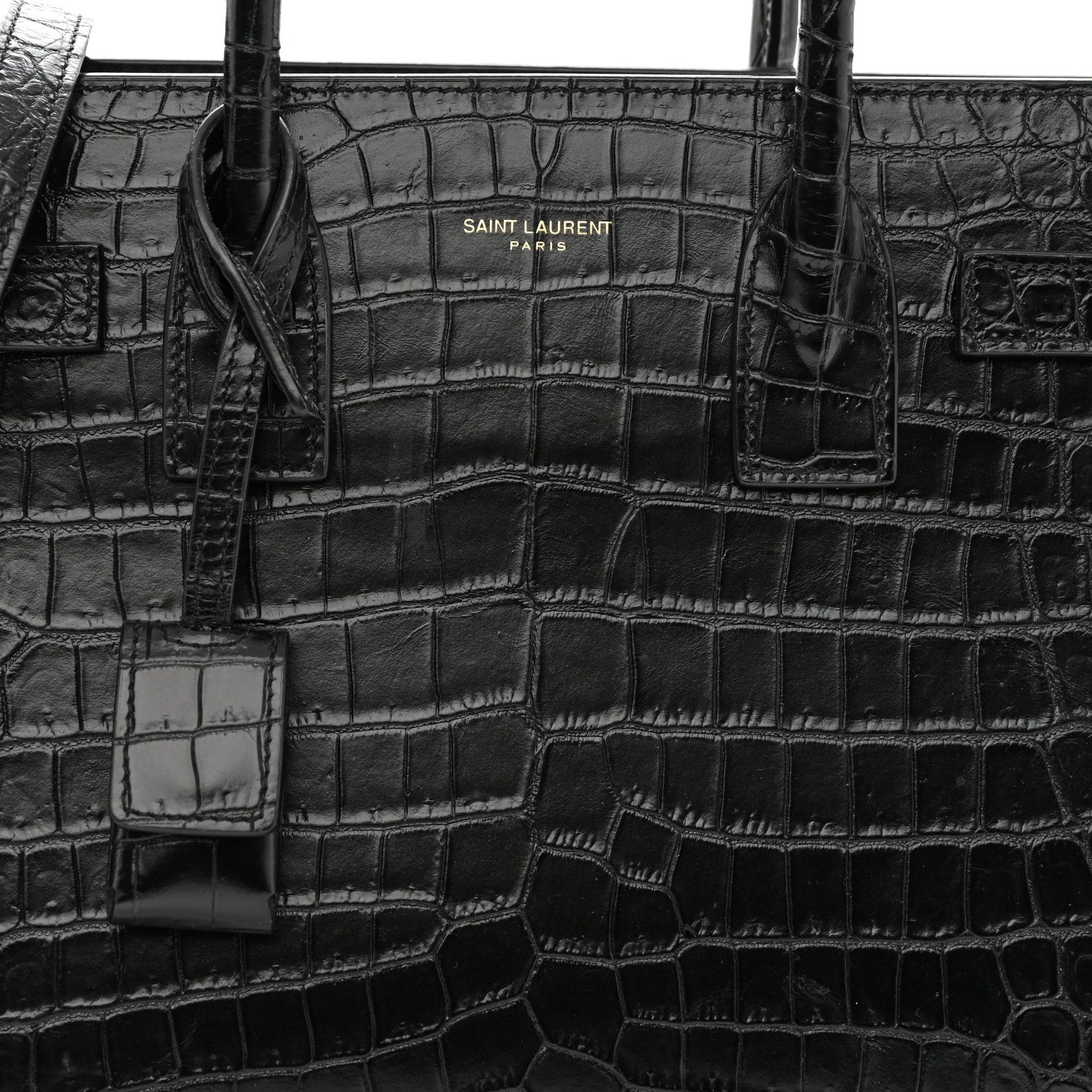 Saint Laurent Calfskin Crocodile Embossed Baby Sac De Jour Black 8 of 11