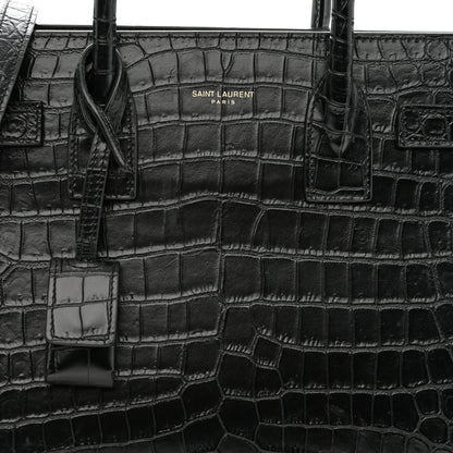 Saint Laurent Calfskin Crocodile Embossed Baby Sac De Jour Black 8 of 11