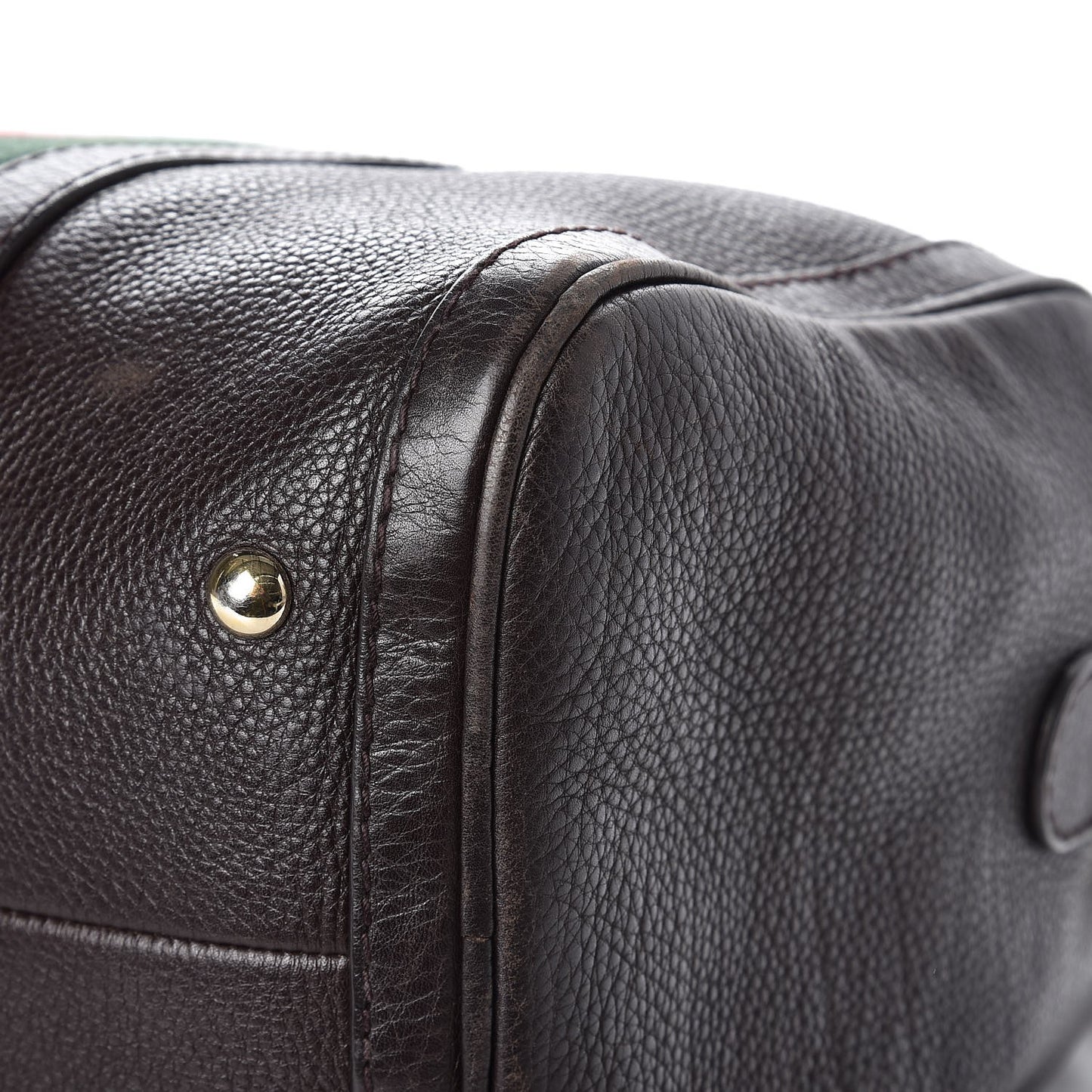 Calfskin Vintage Web Medium Boston Dark Brown