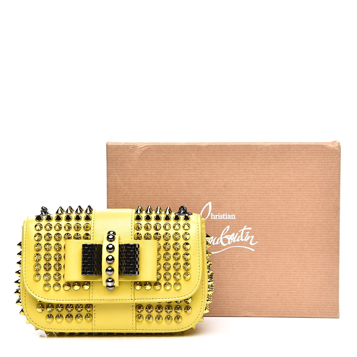 Christian Louboutin Calfskin Spikes Mini Sweety Charity Crossbody Bag Mimosa 13 of 13