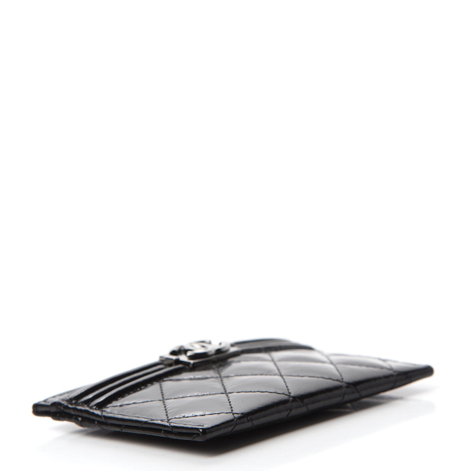 Chanel Glazed Calfskin Quilted Boy Card Holder Black 4 of 8
