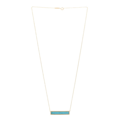 Jennifer Meyer 18K Yellow Gold Turquoise Inlay Bar Necklace 3 of 4