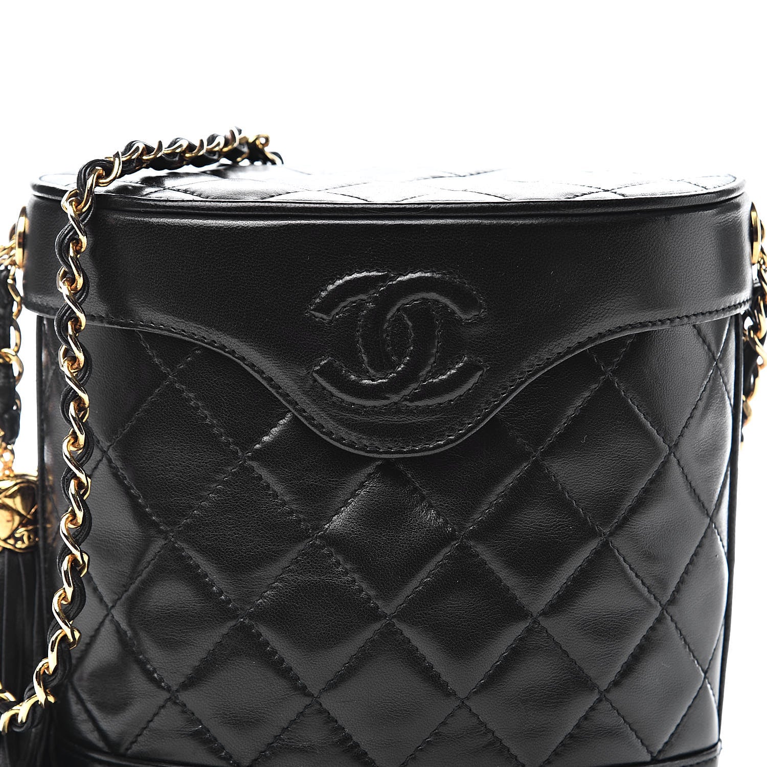 Chanel Lambskin Quilted Tassel Shoulder Bag Black 14 of 14