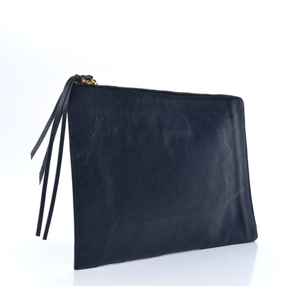 Balenciaga Chevre Gold Metallic Edge Hardware Pouch Bleu Nuit 3 of 7
