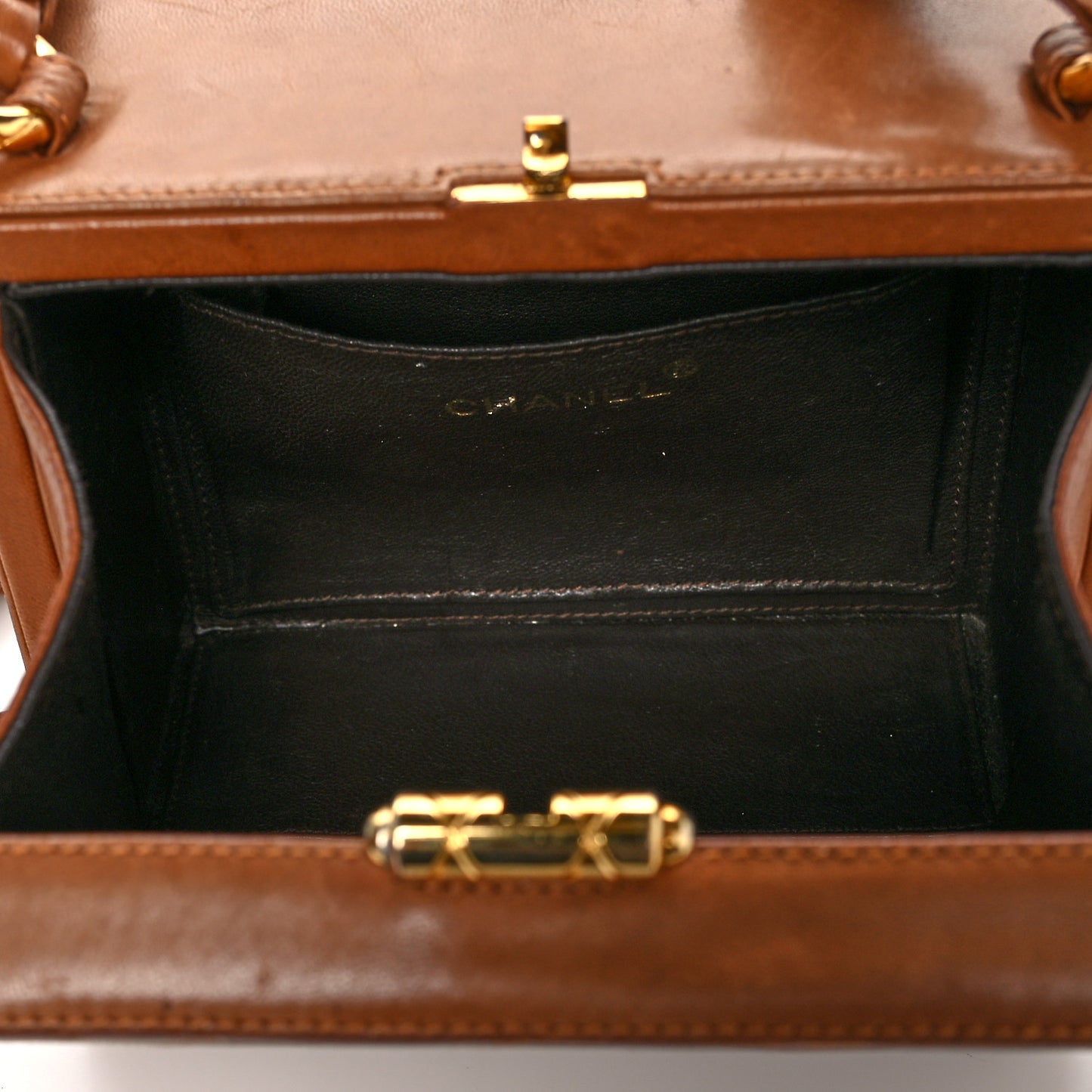 Lambskin Quilted Box Shoulder Bag Brown