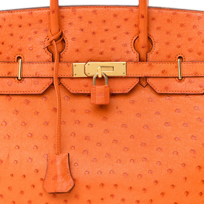Hermes Ostrich HAC Birkin 32 Orange 8 of 20