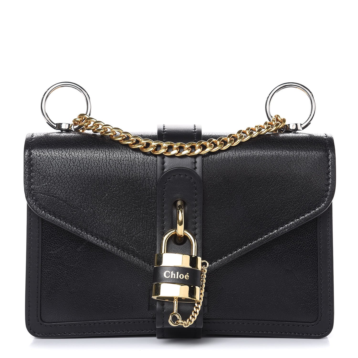 Chloe Shiny Goatskin Calfskin Aby Chain Shoulder Bag Black 1 of 11