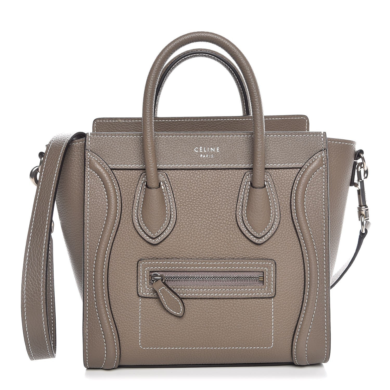 Celine Drummed Calfskin Nano Luggage Souris 1 of 8