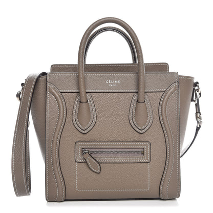Celine Drummed Calfskin Nano Luggage Souris 1 of 8