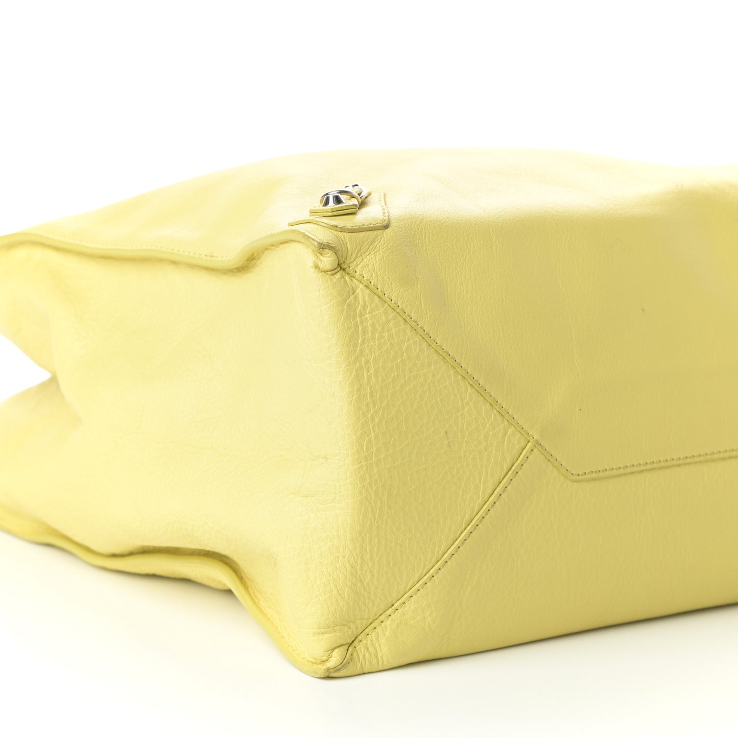 Veau Papier Classic Silver Hardware A4 Tote Jaune Poussin