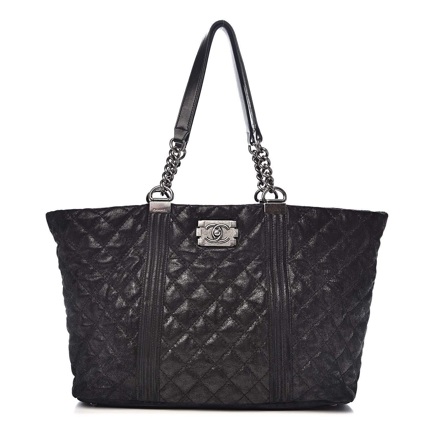 Chanel Goatskin Quilted Large Gentle Boy Shopping Tote Black 1 of 12