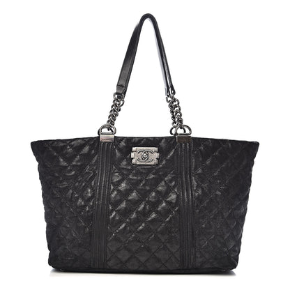 Chanel Goatskin Quilted Large Gentle Boy Shopping Tote Black 1 of 12