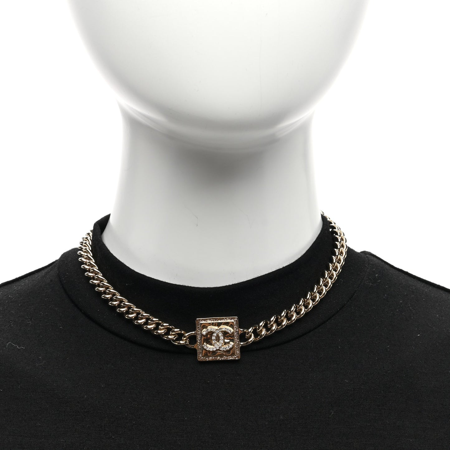 Metal Crystal CC Choker Gold