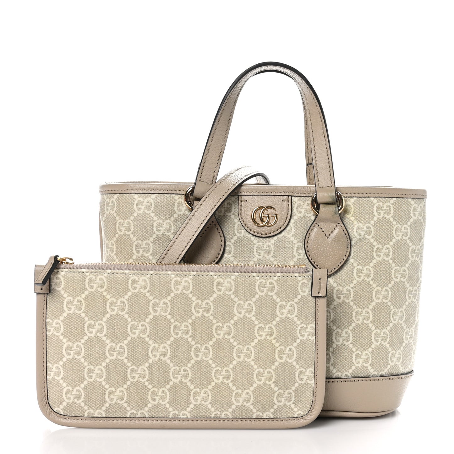 GG Supreme Monogram Textured Dollar Calfskin Mini Ophidia Shoulder Tote Bag Bag Beige Mystic White Oatmeal
