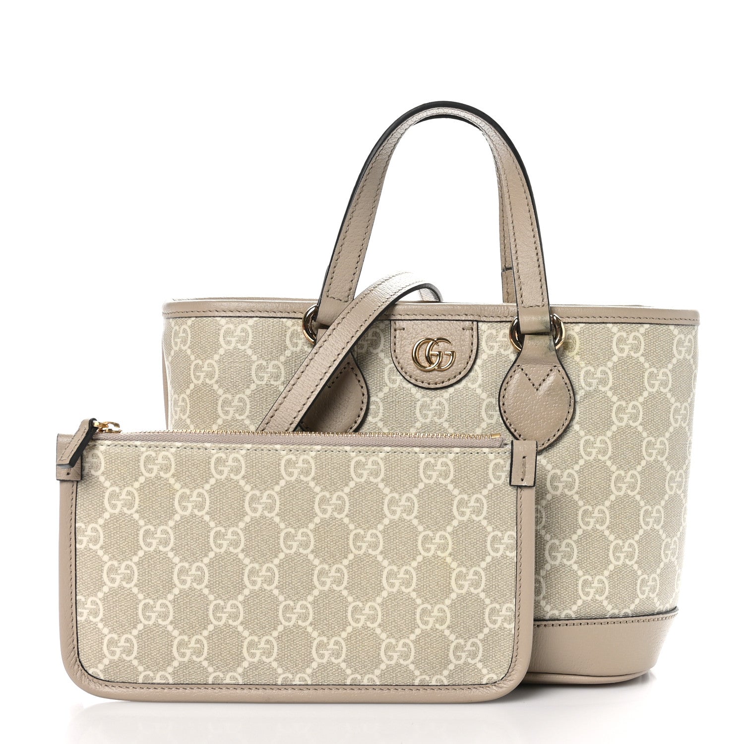 Gucci GG Supreme Monogram Textured Dollar Calfskin Mini Ophidia Shoulder Tote Bag Bag Beige Mystic White Oatmeal 3 of 12