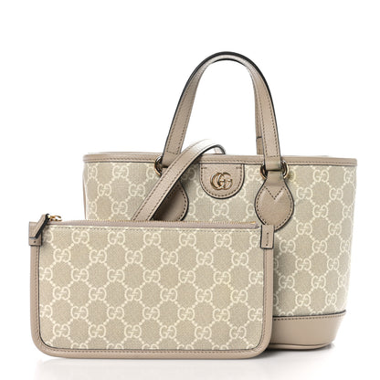 Gucci GG Supreme Monogram Textured Dollar Calfskin Mini Ophidia Shoulder Tote Bag Bag Beige Mystic White Oatmeal 3 of 12
