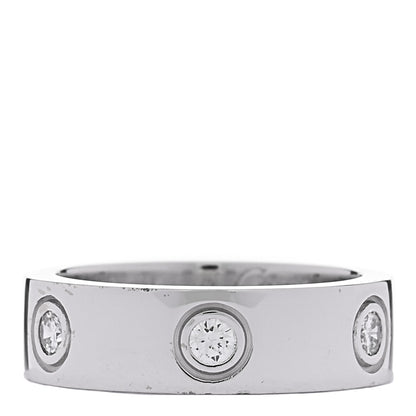 Cartier 18K White Gold Gold 6 Diamond 5.5mm LOVE Ring 50 5.25 1 of 5