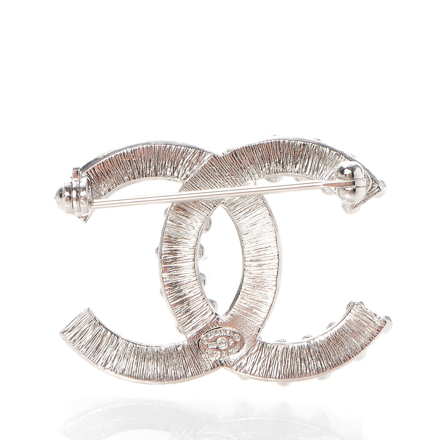 Baguette Crystal CC Brooch Silver Black