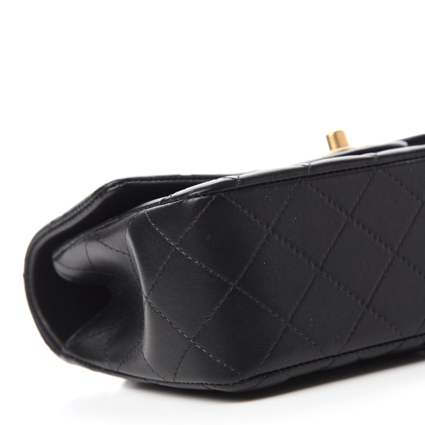 Lambskin Quilted Mini Top Handle Rectangular Flap Black