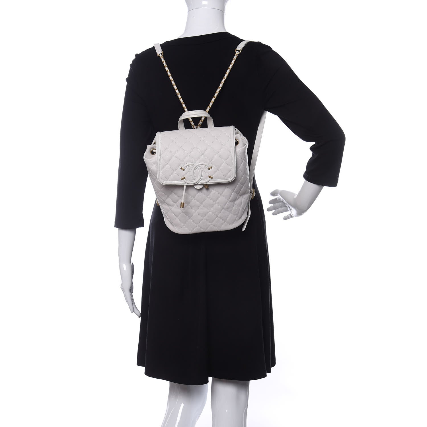 Chanel Caviar Quilted Filigree Backpack White 2 of 10