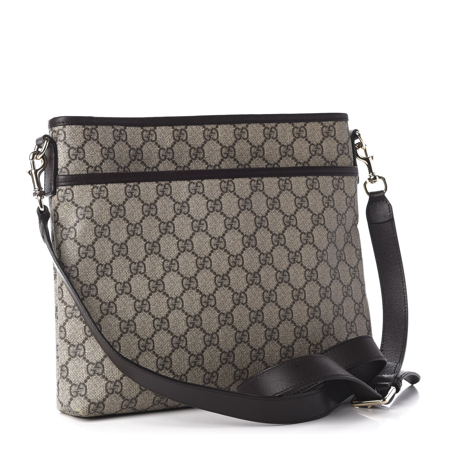 Gucci GG Plus Monogram Medium Flat Messenger Bag Dark Brown 3 of 13
