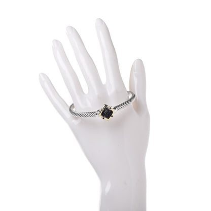 David Yurman Sterling Silver 18K Yellow Gold Black Onyx Ruby Quatrefoil Cable Bracelet 2 of 5