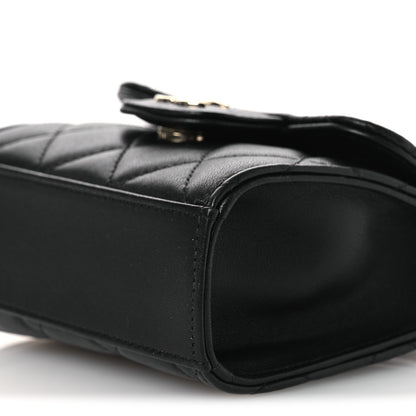 Chanel Lambskin Quilted Top Handle Flap Clutch With Chain Black 10 of 11