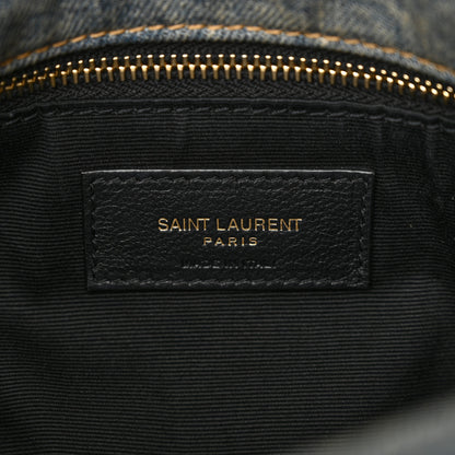 Saint Laurent Denim Quilted Small Loulou Puffer Monogram Chain Satchel Blue Cinnamon 6 of 11