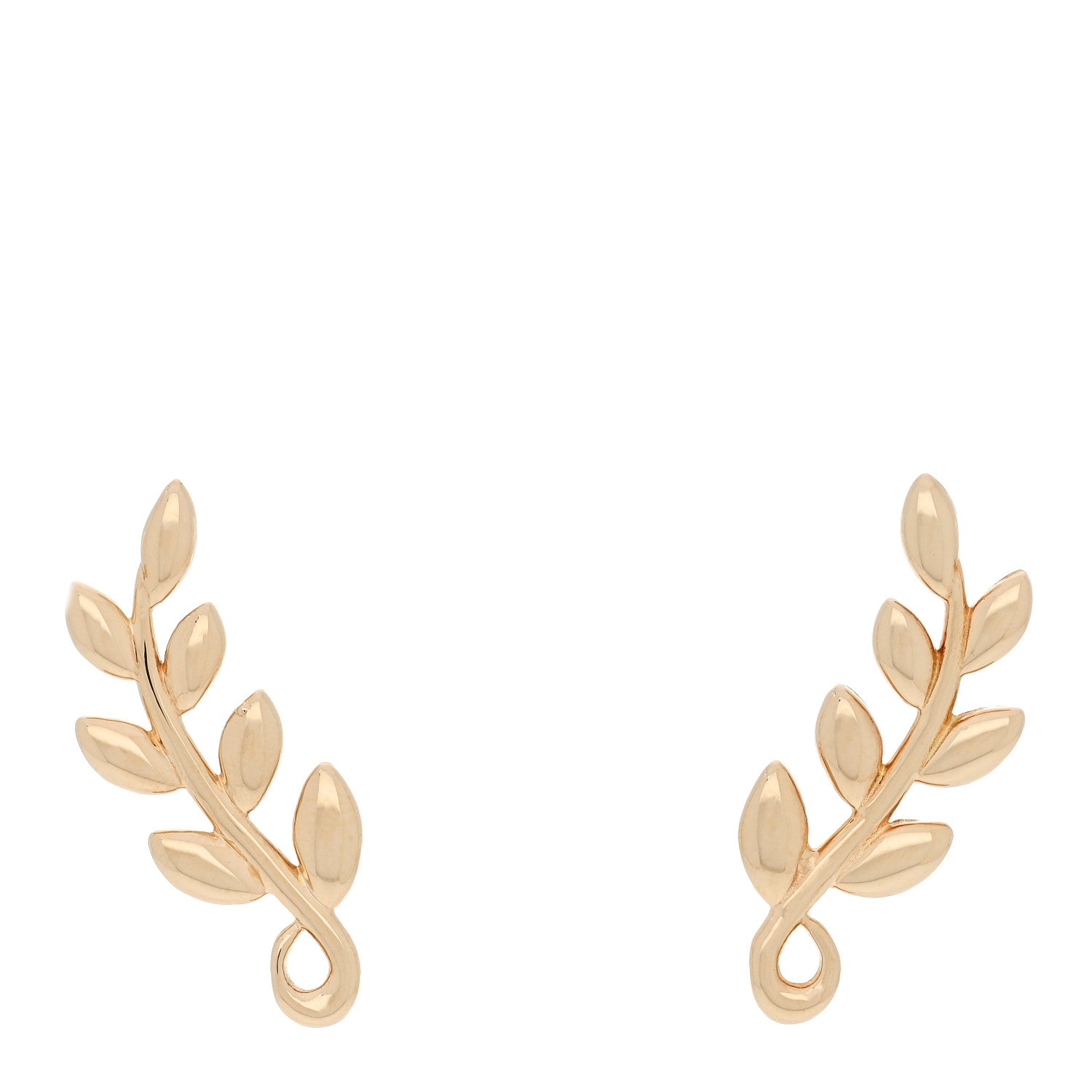 Tiffany 18K Yellow Gold Paloma Picasso Olive Leaf Climber Earrings 1 of 4