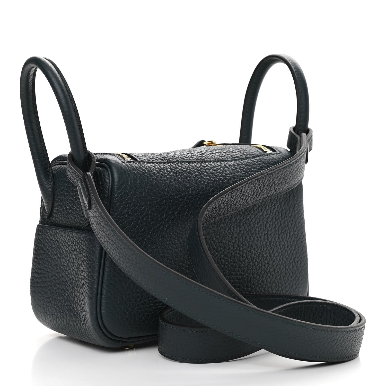 Hermes Taurillon Clemence Mini Lindy 20 Vert Cypress 3 of 11