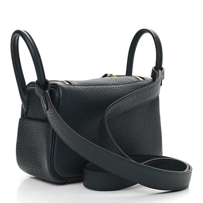 Hermes Taurillon Clemence Mini Lindy 20 Vert Cypress 3 of 11