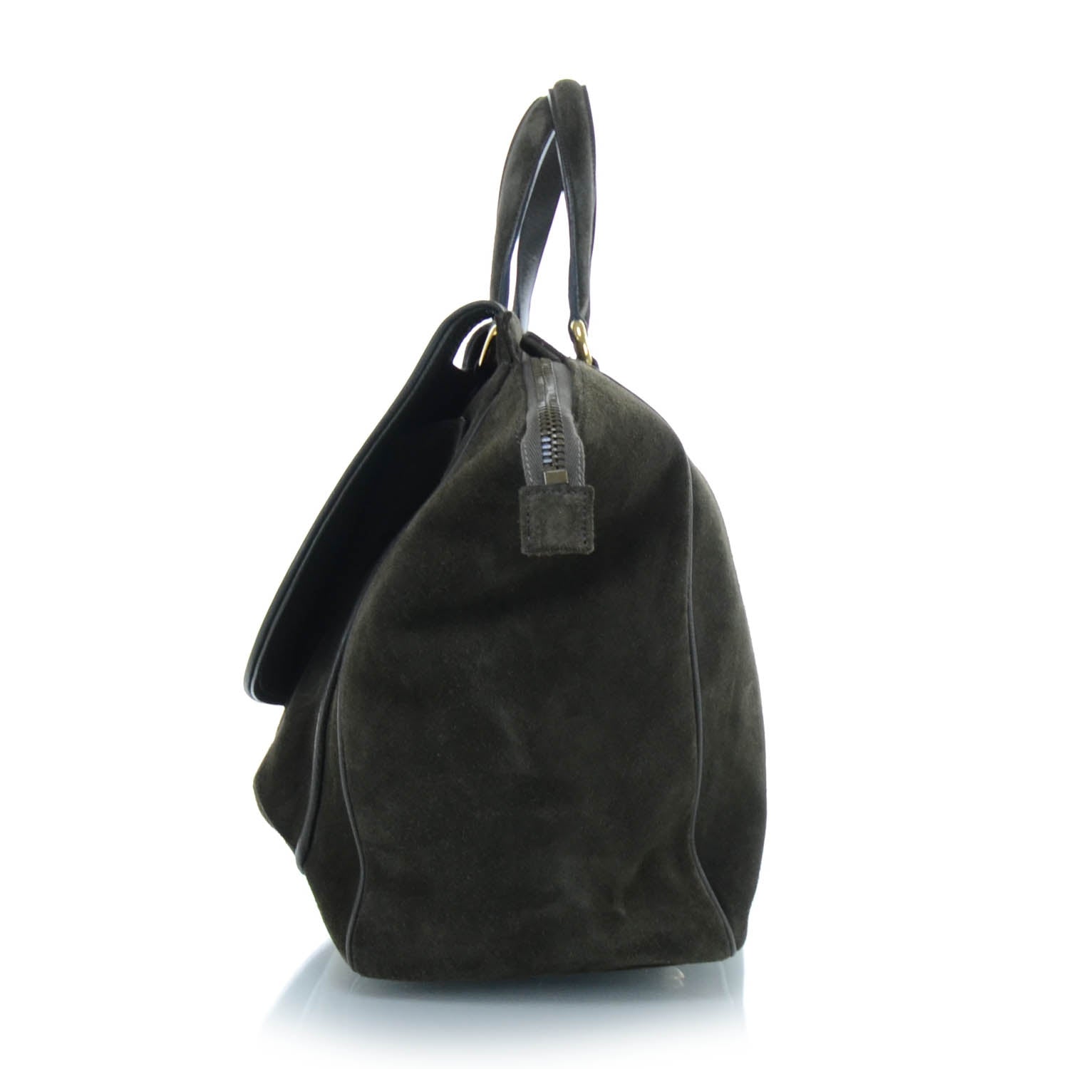 Gucci Suede Medium 1973 Top Handle Satchel Olive 5 of 13