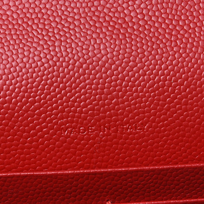 Saint Laurent Grain De Poudre Matelasse Chevron Monogram Envelope Chain Wallet New Red 7 of 10