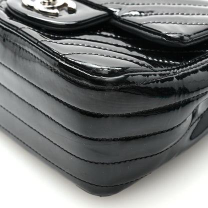 Chanel Patent Calfskin Chevron Quilted Mini Square Flap Black 10 of 10