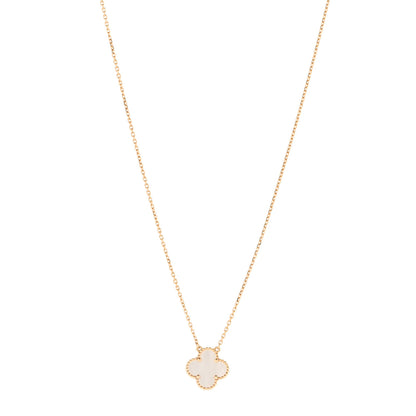 Van Cleef & Arpels 18K Yellow Gold Mother of Pearl Vintage Alhambra Pendant Necklace 1 of 6