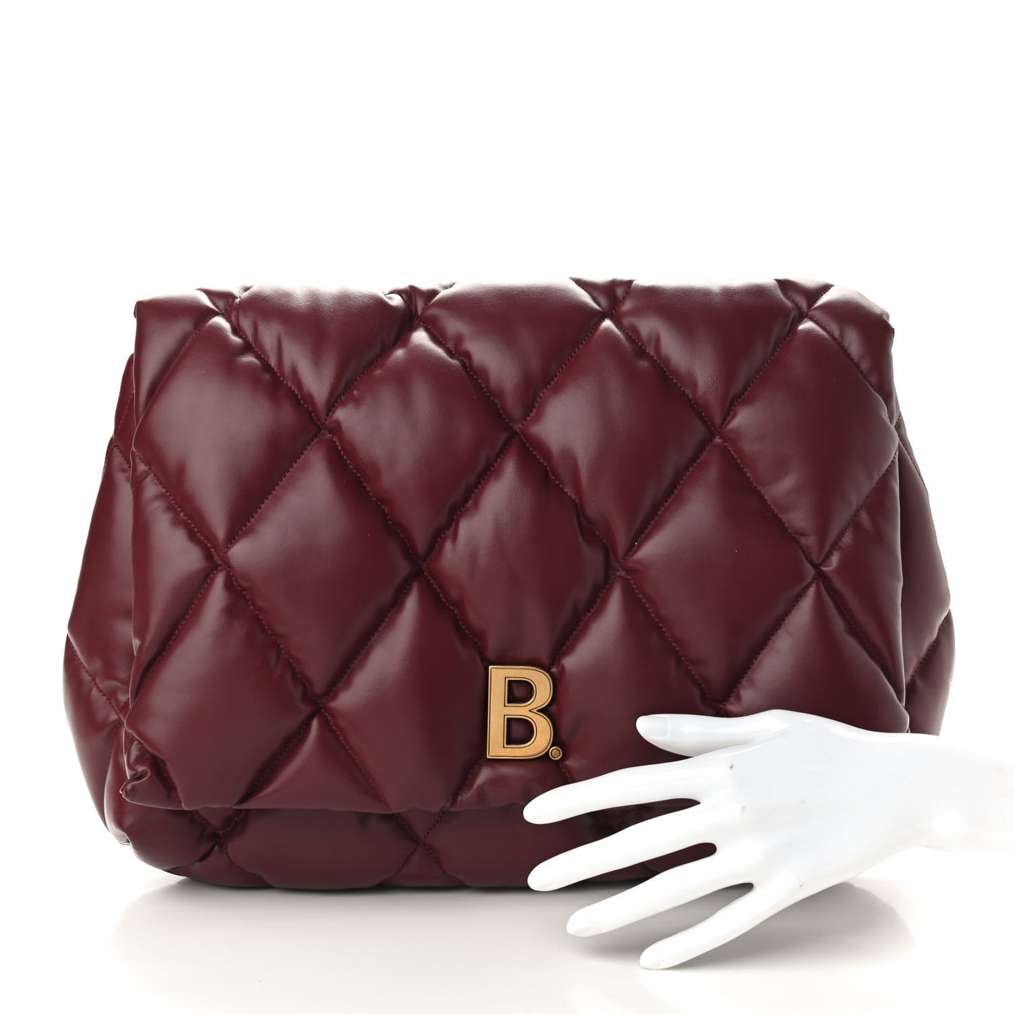 Nappa Calfskin Quilted Touch B Clutch Bag Dark Red
