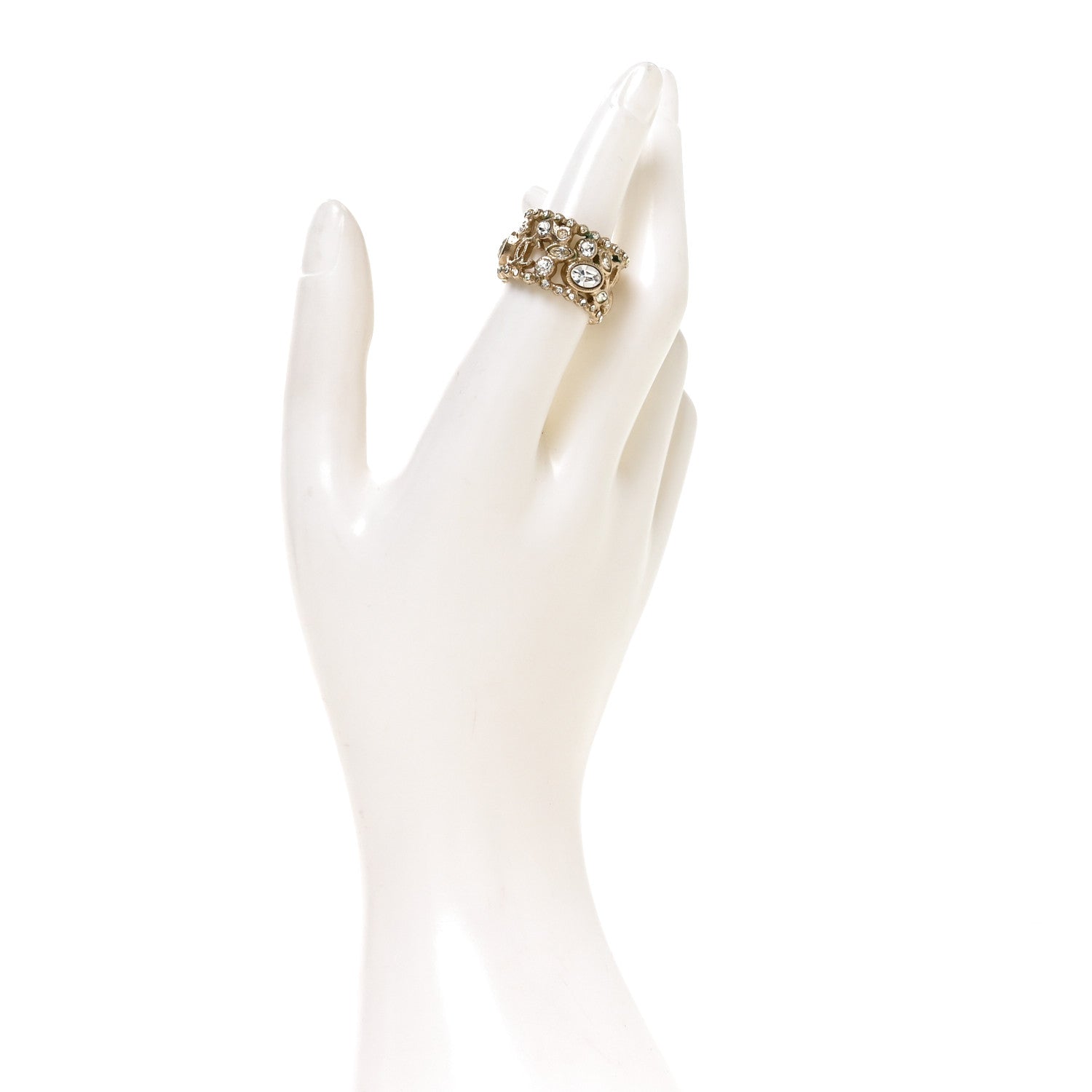 Chanel Metal Strass Ring 52 6 Light Gold 2 of 4