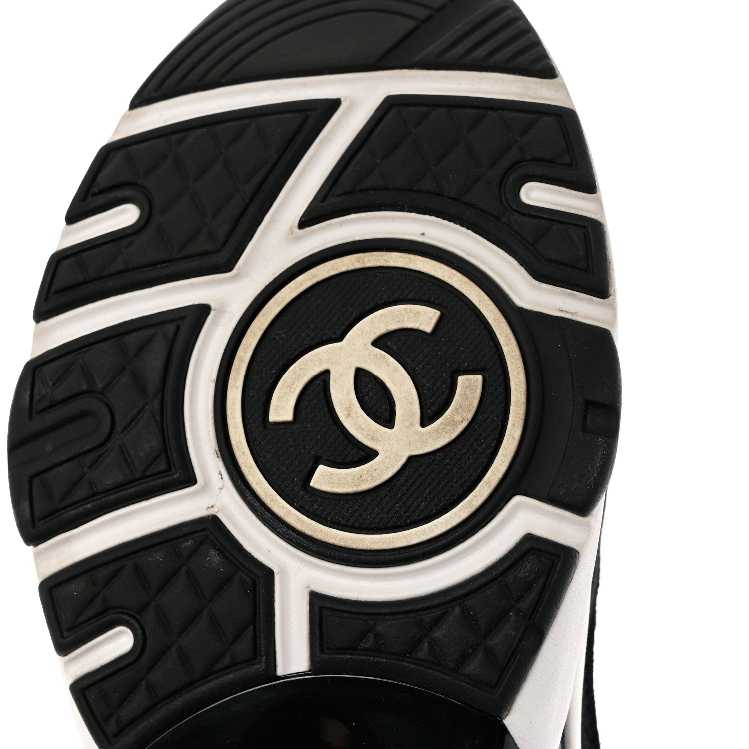 Chanel Fabric Suede Calfskin CC Sneakers 38 White Black 7 of 9